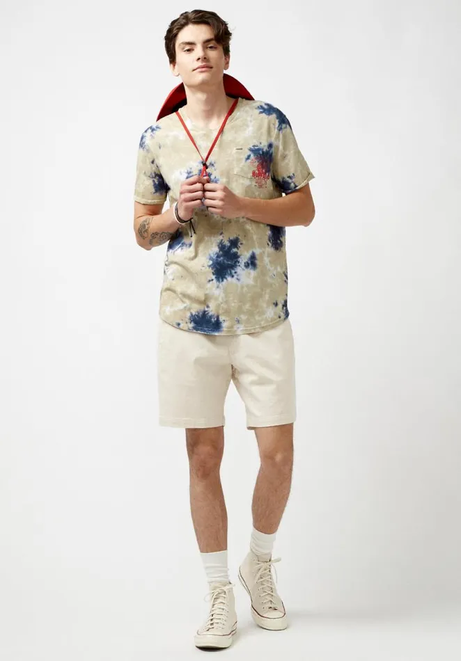 Men Higgers Cotton Twill Blend White Shorts Milk Buffalo David Bitton Shorts
