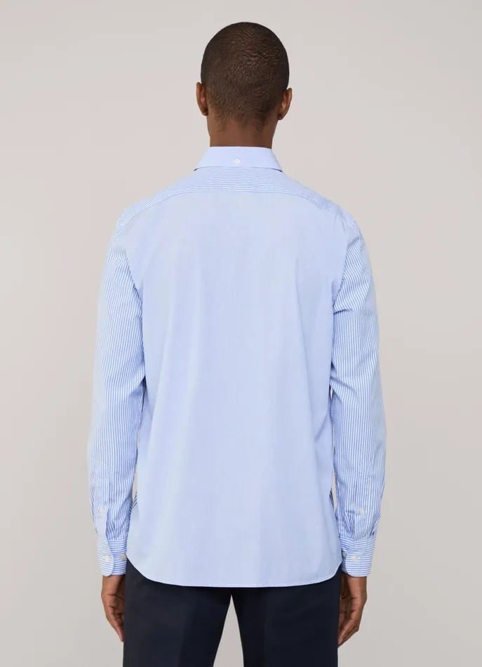 Men Iconic Shirts Faonnable Regular Fit Striped Poplin Shirt Horizon Blue