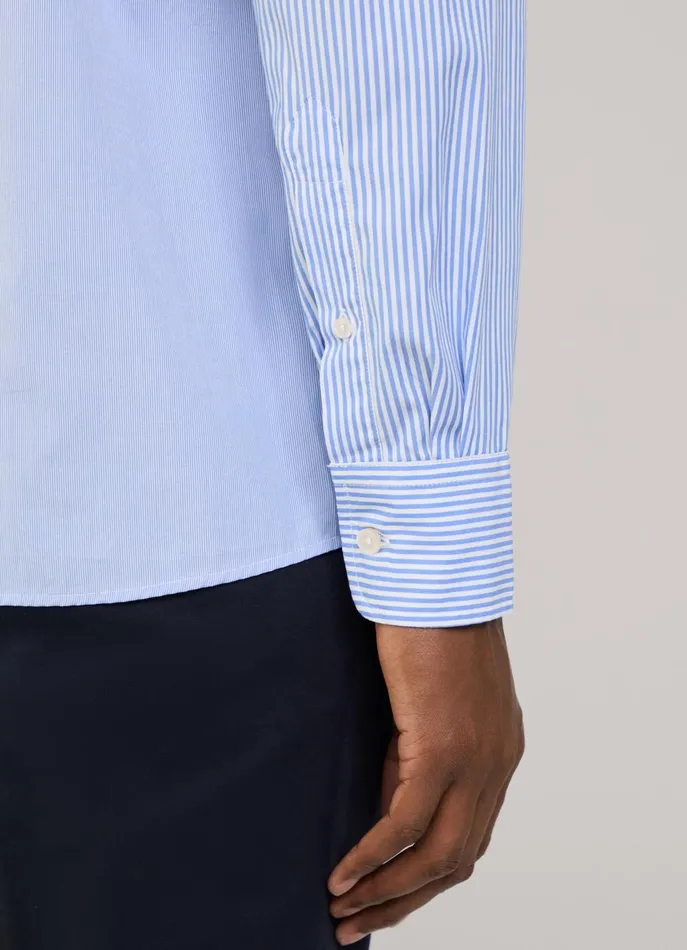 Men Iconic Shirts Faonnable Regular Fit Striped Poplin Shirt Horizon Blue