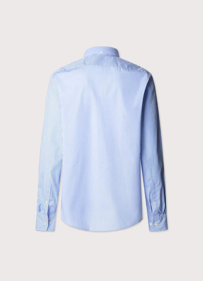 Men Iconic Shirts Faonnable Regular Fit Striped Poplin Shirt Horizon Blue