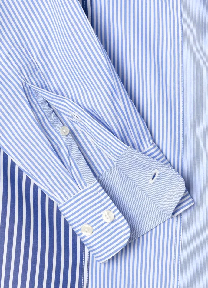 Men Iconic Shirts Faonnable Regular Fit Striped Poplin Shirt Horizon Blue