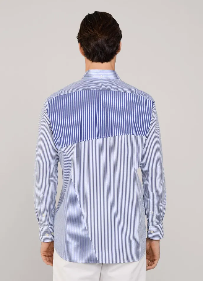 Men Iconic Shirts Faonnable Regular Fit Striped Poplin Shirt Naval Blue