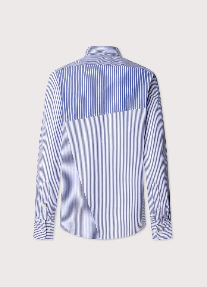 Men Iconic Shirts Faonnable Regular Fit Striped Poplin Shirt Naval Blue