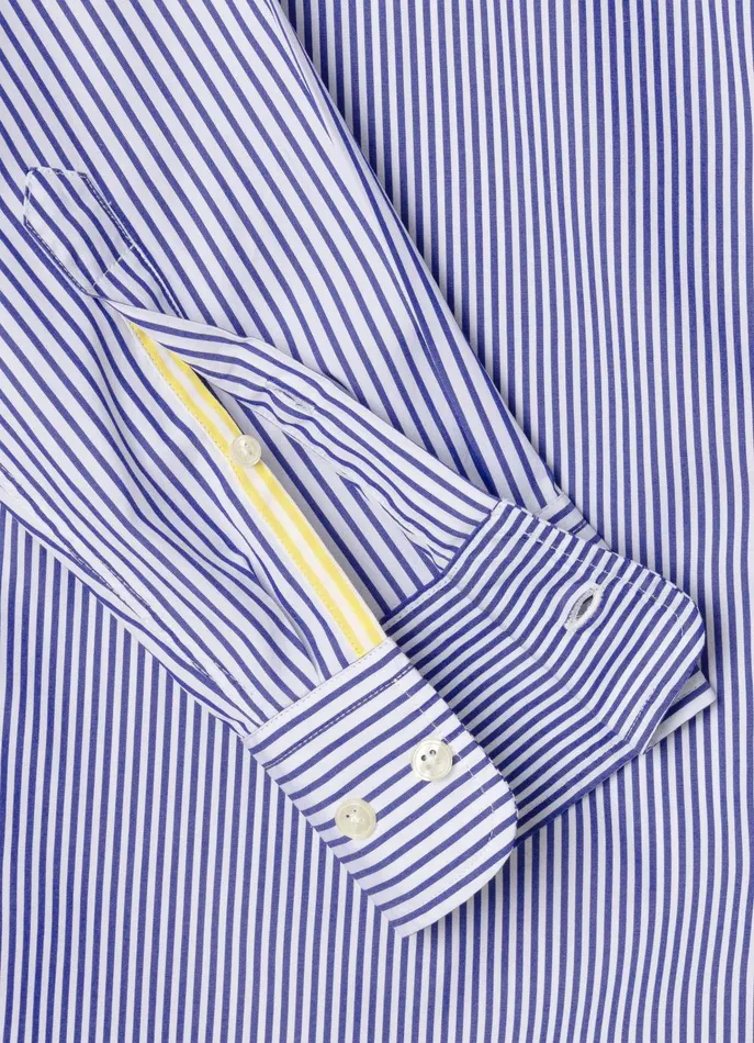 Men Iconic Shirts Faonnable Regular Fit Striped Poplin Shirt Naval Blue