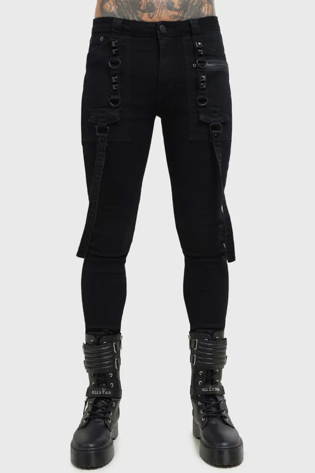 Men Jeans and Trousers Killstar Kihilist Bondage Trousers