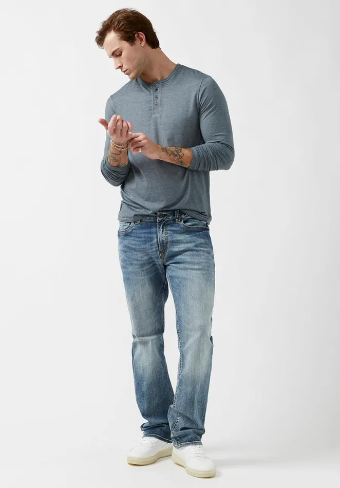 Men Kaduk Mirage Blue LongSleeve Mens Top Mirage Buffalo David Bitton Tops and Tees