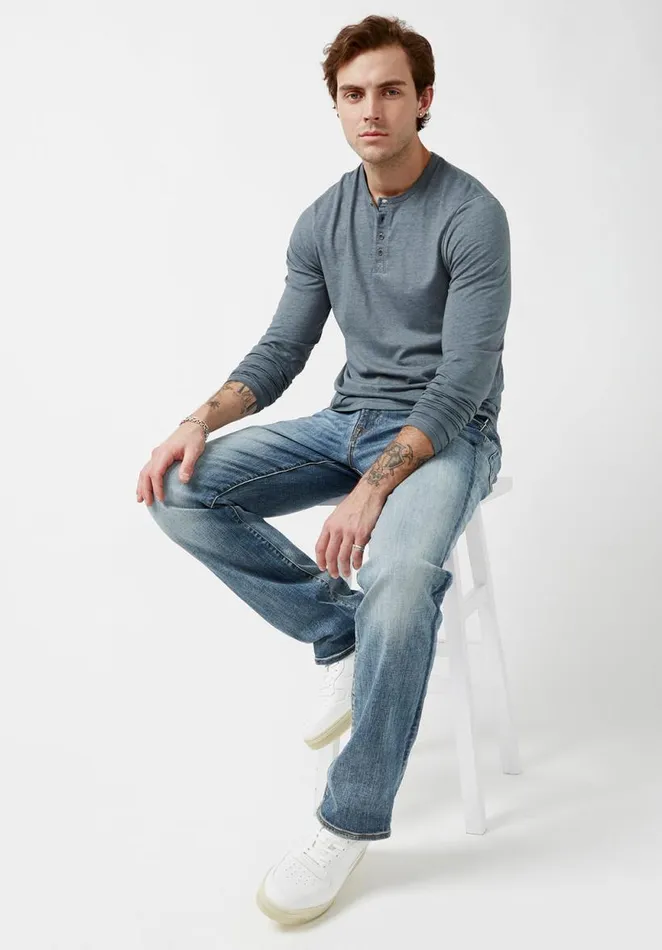 Men Kaduk Mirage Blue LongSleeve Mens Top Mirage Buffalo David Bitton Tops and Tees