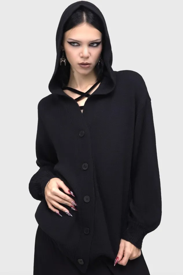 Men Knitwear Killstar Darkmoor Academy Hooded Cardigan