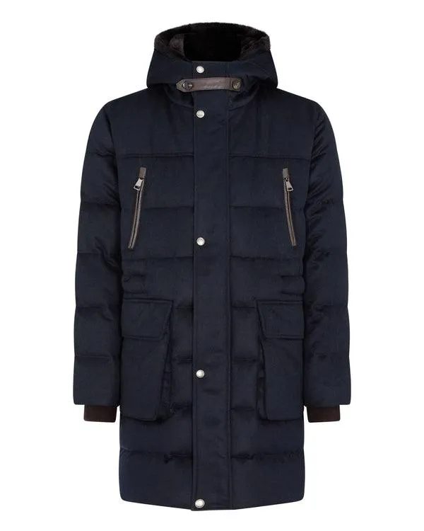 Men Men039s Fur Hooded Quilted CoatIn Navy Blue Navy Blue NPeal Coats and Jackets