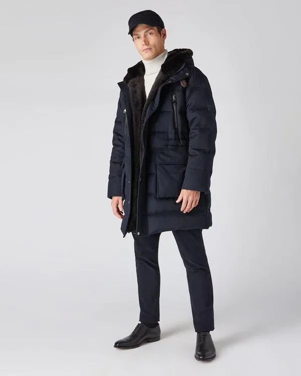 Men Men039s Fur Hooded Quilted CoatIn Navy Blue Navy Blue NPeal Coats and Jackets