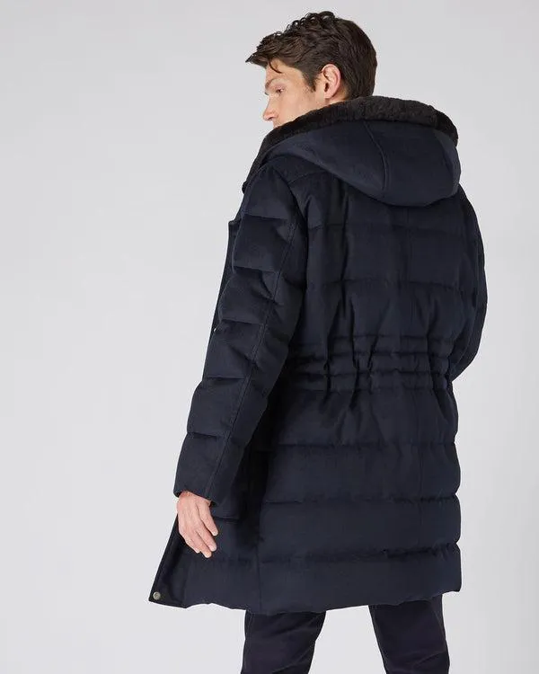 Men Men039s Fur Hooded Quilted CoatIn Navy Blue Navy Blue NPeal Coats and Jackets