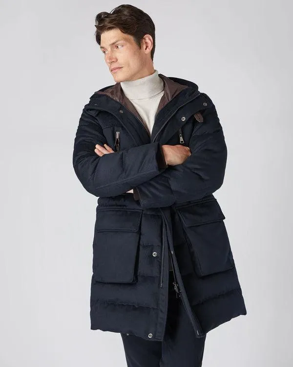 Men Men039s Fur Hooded Quilted CoatIn Navy Blue Navy Blue NPeal Coats and Jackets