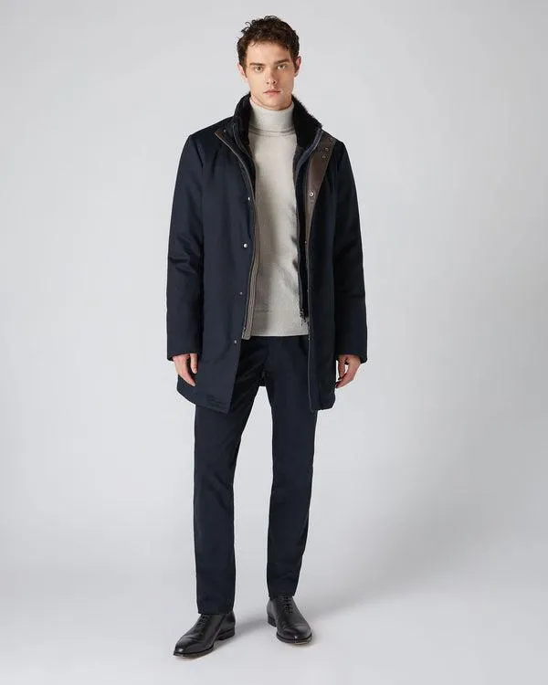 Men Men039s Fur Trim Woven ParkaIn Navy Blue Navy Blue NPeal Coats and Jackets