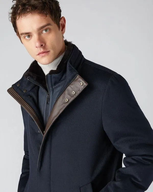 Men Men039s Fur Trim Woven ParkaIn Navy Blue Navy Blue NPeal Coats and Jackets