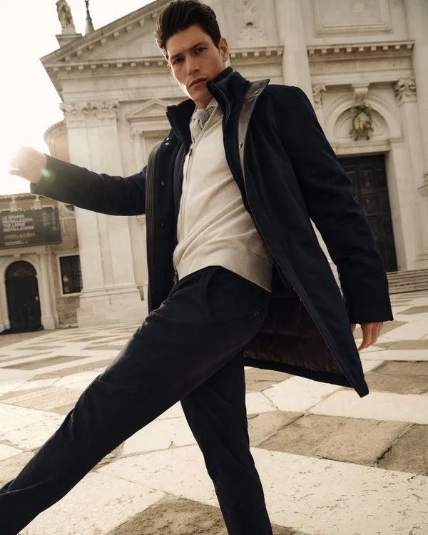 Men Men039s Fur Trim Woven ParkaIn Navy Blue Navy Blue NPeal Coats and Jackets