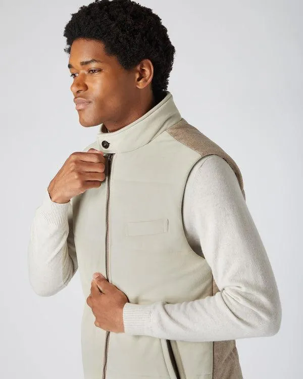 Men Men039s Goat Suede Padded GiletIn Beige Brown Beige Brown NPeal Gilets and Waistcoats