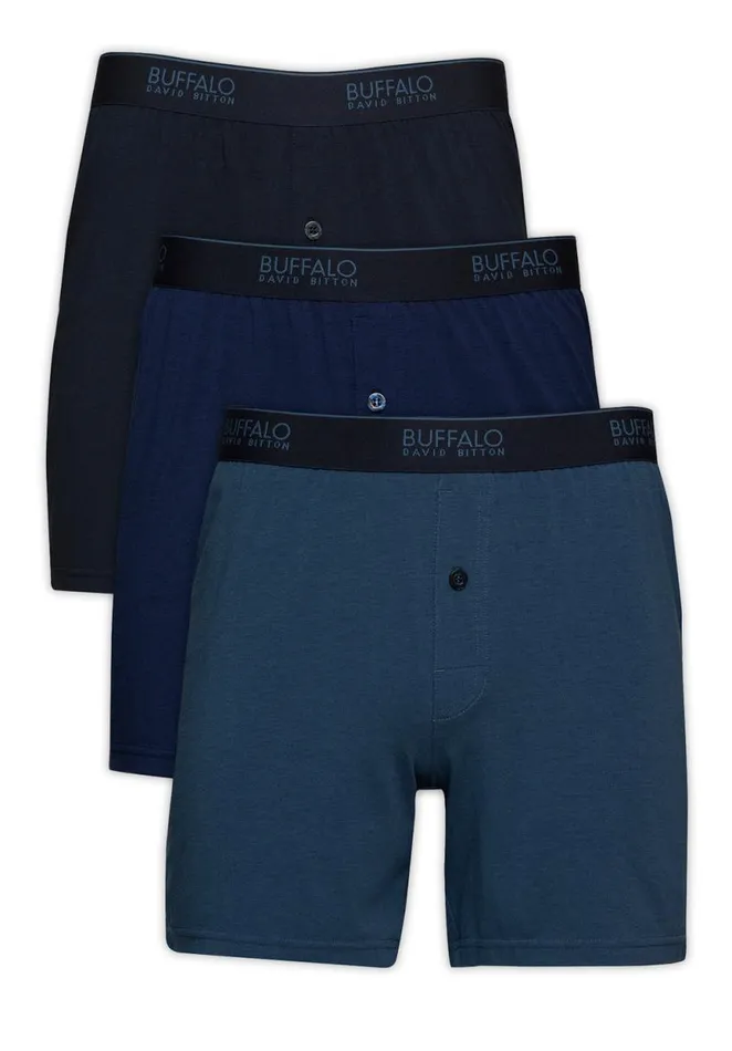 Men Men 3pack Loose Boxers Navy Blue Buffalo David Bitton Underwear