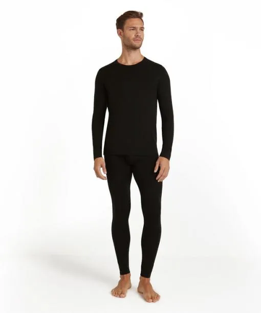 Men Men Long Sleeve Shirt Roundneck Daily ClimaWool Black FALKE Shirts