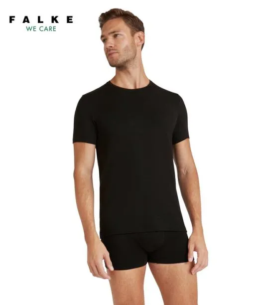 Men Men TShirt Roundneck Daily ClimaWool Black FALKE Shirts