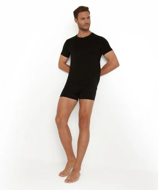 Men Men TShirt Roundneck Daily ClimaWool Black FALKE Shirts