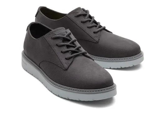 Men MenNavi TRVL LITE Grey Waxed Canvas Dress Shoe Forged Iron TOMS Dress Shoes