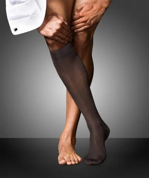 Men No 10 Pure Fil Dcosse Men Kneehigh Socks Brown FALKE Knee High Socks