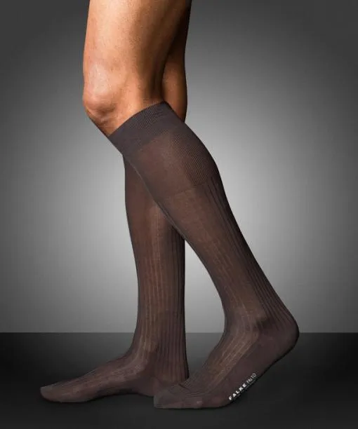 Men No 10 Pure Fil Dcosse Men Kneehigh Socks Brown FALKE Knee High Socks