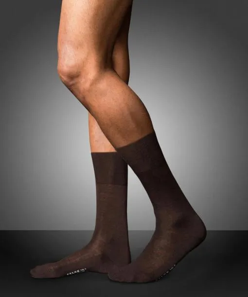 Men No 6 Finest Merino and Silk Men Socks Brown FALKE Socks