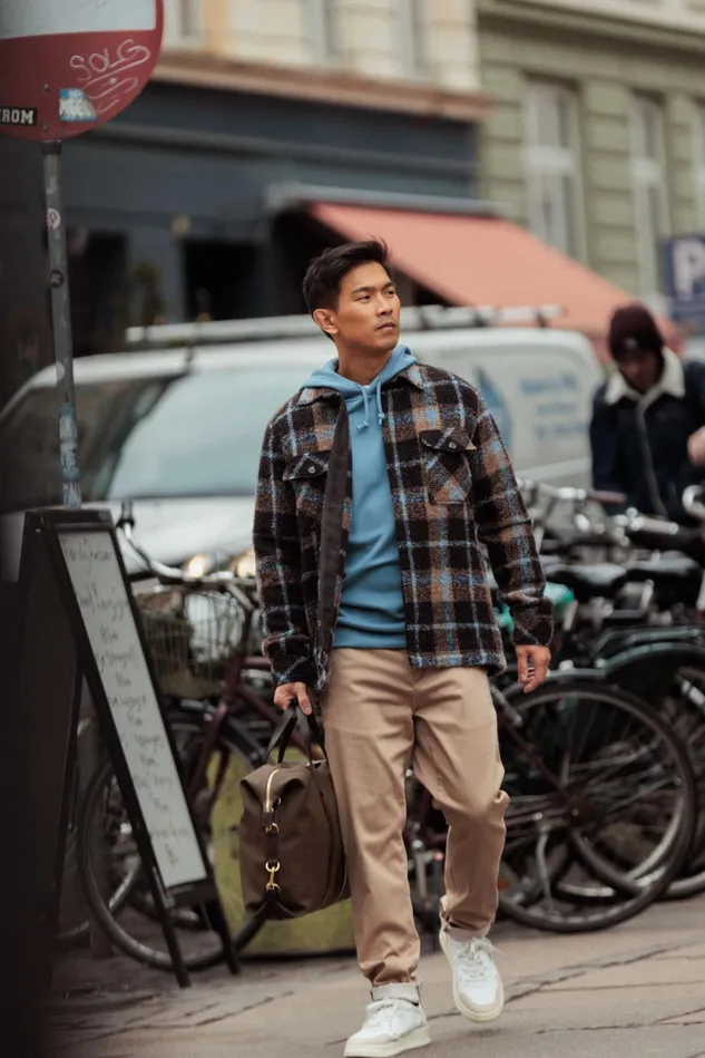 Men Overshirts MOS MOSH MMGBlake Alfa Overshirt Brown Latte Check
