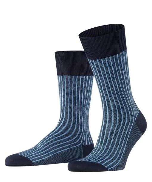 Men Oxford Stripe Men Socks Dark Navy FALKE Socks