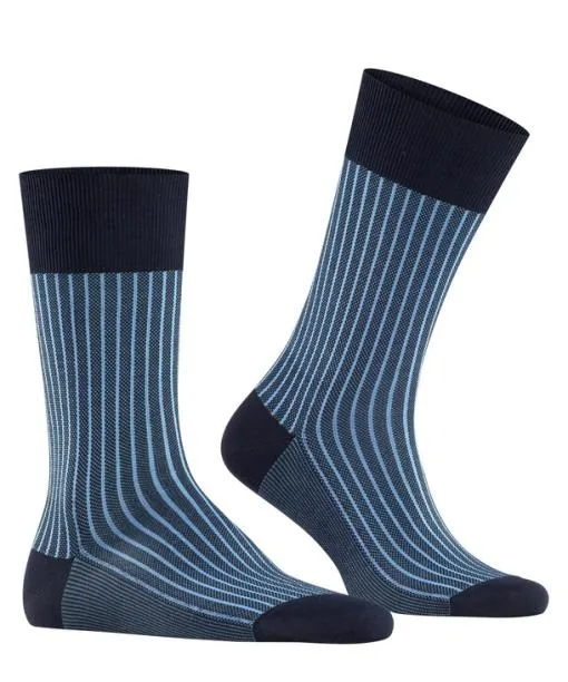 Men Oxford Stripe Men Socks Dark Navy FALKE Socks