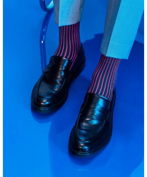 Men Oxford Stripe Men Socks Dark Navy FALKE Socks