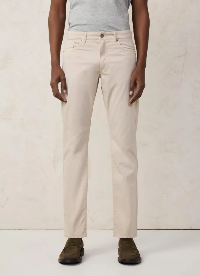 Men Pants Faonnable Classic Fit Gabardine Trousers Light Beige