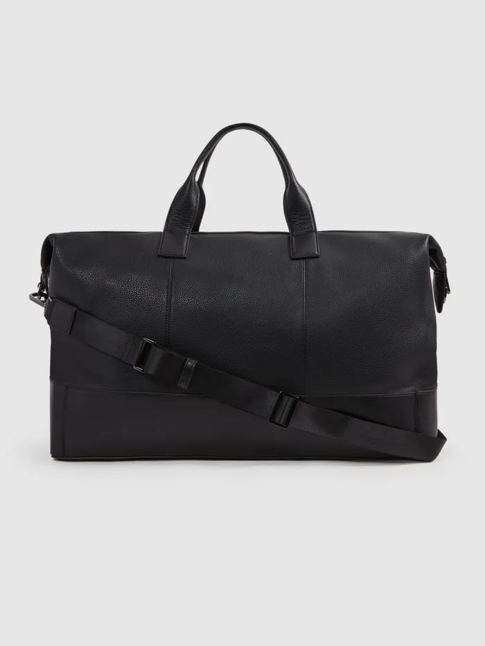 Men Reiss Bags Carter Leather Holdall Black