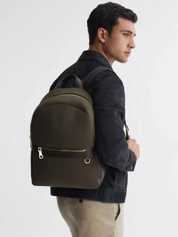 Men Reiss Bags Drew Neoprene Zipped Backpack Khaki