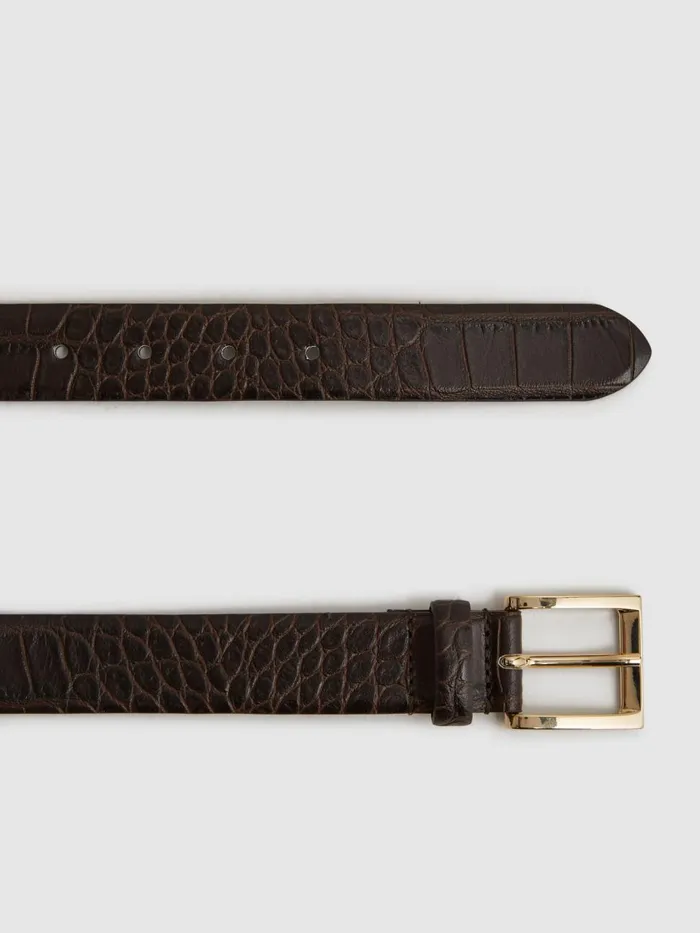 Men Reiss Belts Albany Leather Belt Chocolate