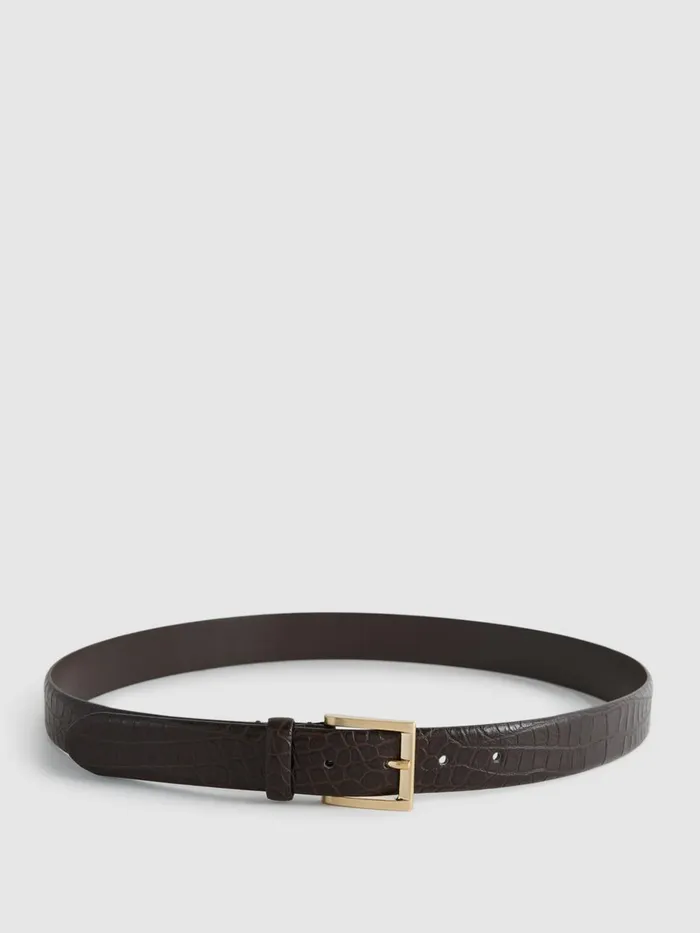 Men Reiss Belts Albany Leather Belt Chocolate