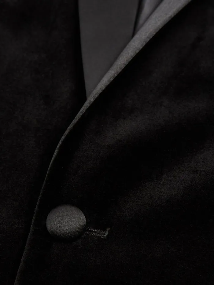 Men Reiss Blazers Ace Modern Fit Velvet Single Breasted Tuxedo Jacket Black