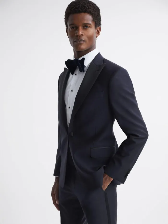 Men Reiss Blazers Jacobson Single Breasted WoolSilk Blazer Navy