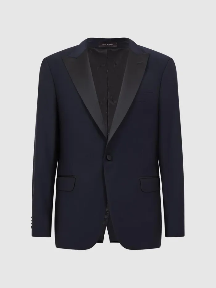 Men Reiss Blazers Jacobson Single Breasted WoolSilk Blazer Navy