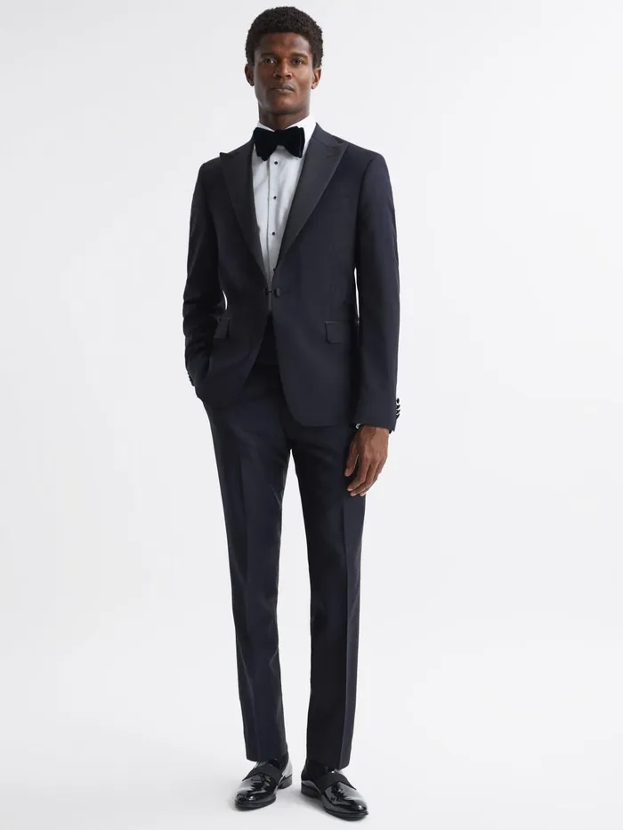 Men Reiss Blazers Jacobson Single Breasted WoolSilk Blazer Navy