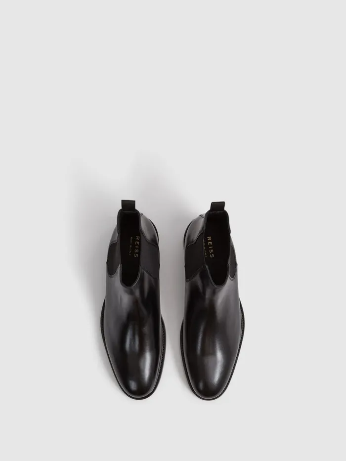 Men Reiss Boots Tenor Leather Chelsea Boots Black