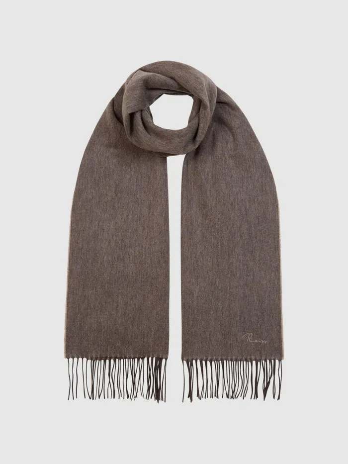 Men Reiss Hats Gloves and Scarves Picton Cashmere Blend Scarf Taupe