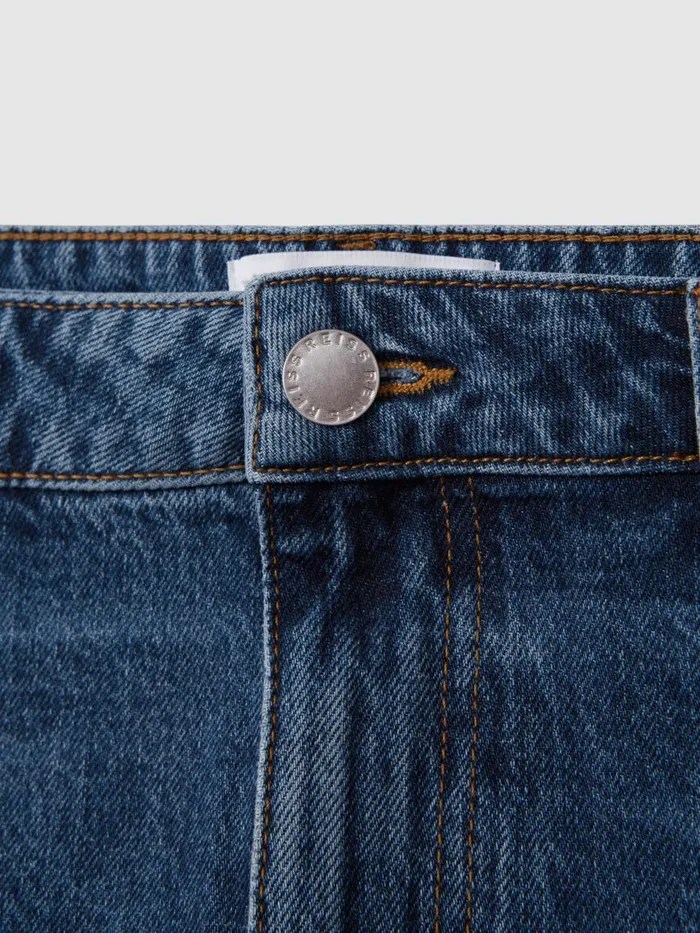 Men Reiss Jeans Calik Tapered Slim Fit Washed Jeans Mid Blue Wash