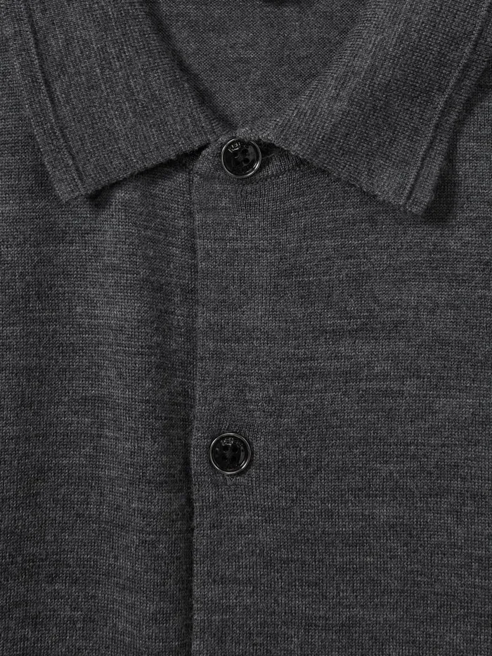 Men Reiss Knitwear Forbes Merino Wool ButtonThrough Cardigan Derby Grey Marl