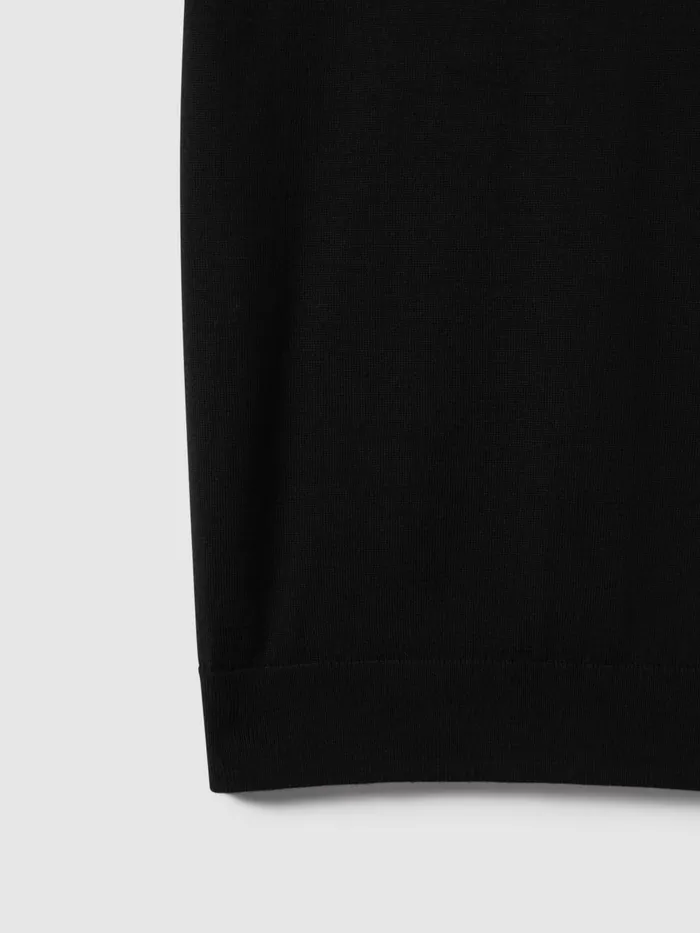 Men Reiss Knitwear Maxwell Merino Wool HalfZip Polo Shirt Blackgunmetal