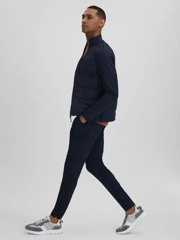 Men Reiss Outerwear and Coats Cruze Castore Water Repellent Hybrid Quilted Jacket Midnight Navy