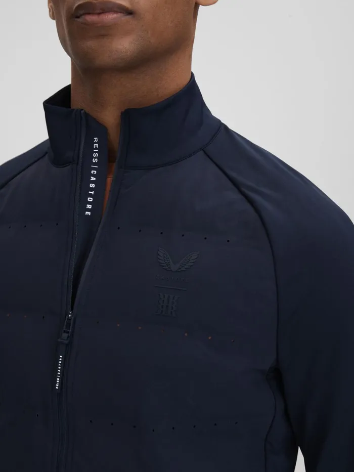 Men Reiss Outerwear and Coats Cruze Castore Water Repellent Hybrid Quilted Jacket Midnight Navy