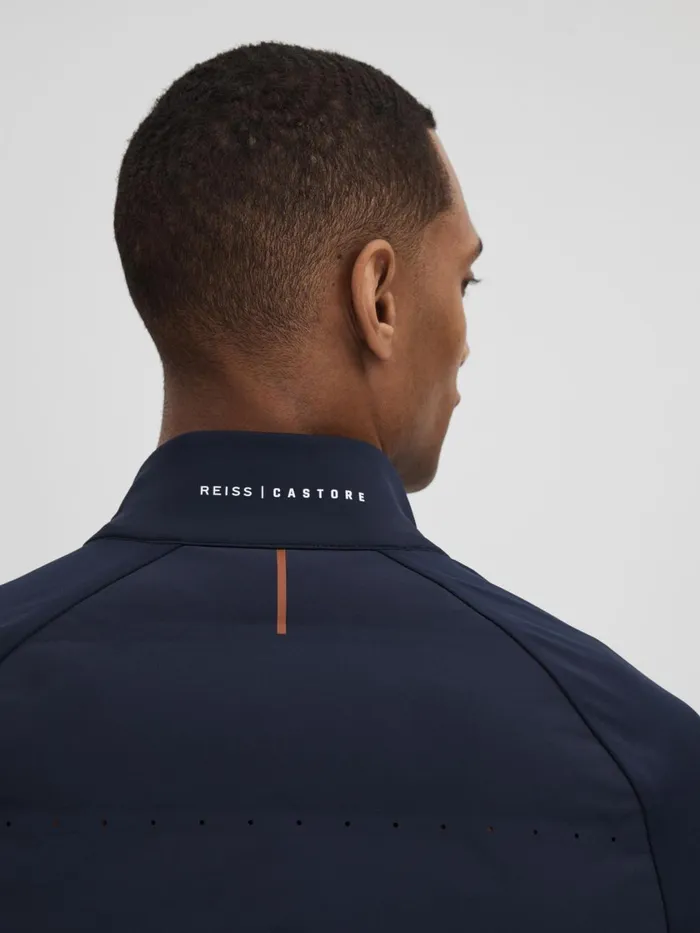 Men Reiss Outerwear and Coats Cruze Castore Water Repellent Hybrid Quilted Jacket Midnight Navy
