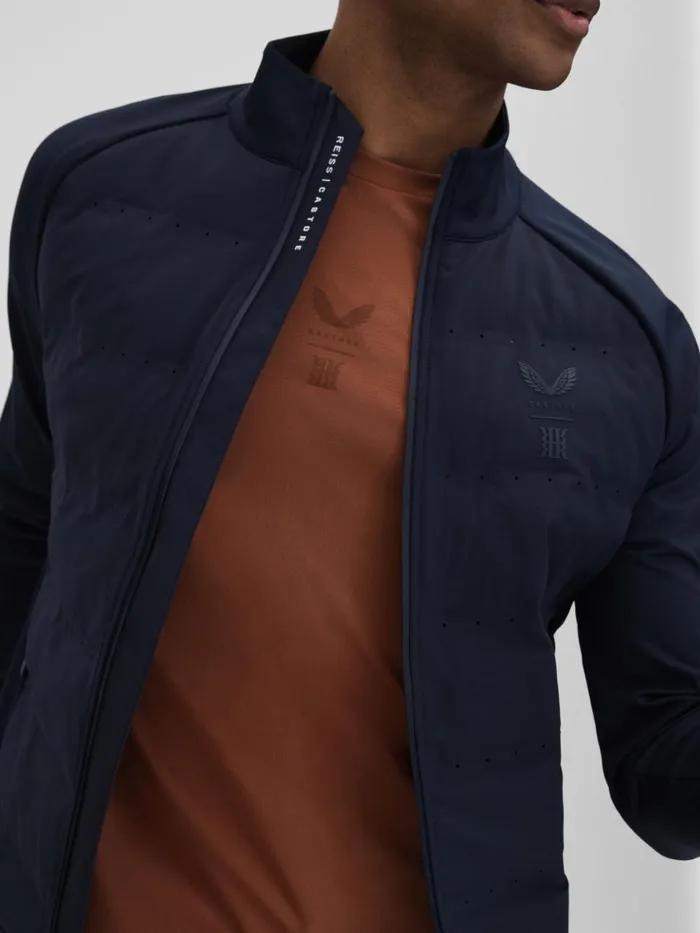 Men Reiss Outerwear and Coats Cruze Castore Water Repellent Hybrid Quilted Jacket Midnight Navy